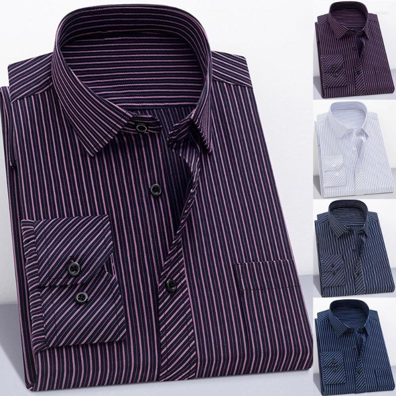 Men's Dress Shirts Men Shirt Striped Single-breasted Business Loose-fitting Pocket Autumn Turndown Collar Father For Office, Blue
Men's Dress Shirts Men Shirt Striped Single-breasted Business Loose-fitting Pocket Autumn Turndown Collar Father For Office, Blue
