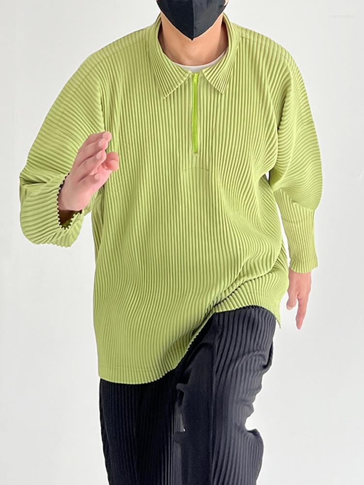 Men's Casual Shirts Long Autumn Sleeved Men's Pleated Shirt Solid Color Zipper Pullover Slit Korean Fashion Male Tops Loose 2A6850, Black
Men's Casual Shirts Long Autumn Sleeved Men's Pleated Shirt Solid Color Zipper Pullover Slit Korean Fashion Male Tops Loose 2A6850, Black