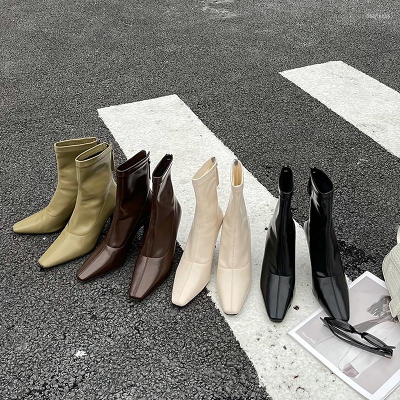 Boots Small Square Toe Women Sock Ankle Booties Black Brown Green Beige Back Zipper Thin High Heels Fashion Dress Shoes Woman
Boots Small Square Toe Women Sock Ankle Booties Black Brown Green Beige Back Zipper Thin High Heels Fashion Dress Shoes Woman