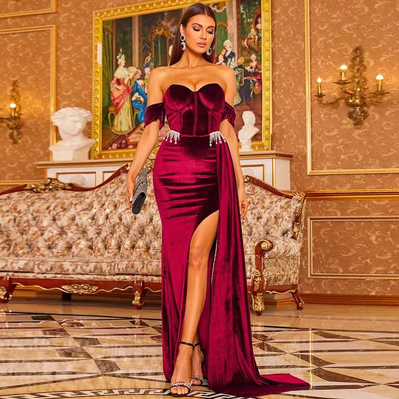 Bandeau Sweetheart Collar Elegant Sexy Wrap Hip Temperament Small Trailing Split Party Dress XH1779, Black
Bandeau Sweetheart Collar Elegant Sexy Wrap Hip Temperament Small Trailing Split Party Dress XH1779, Black
