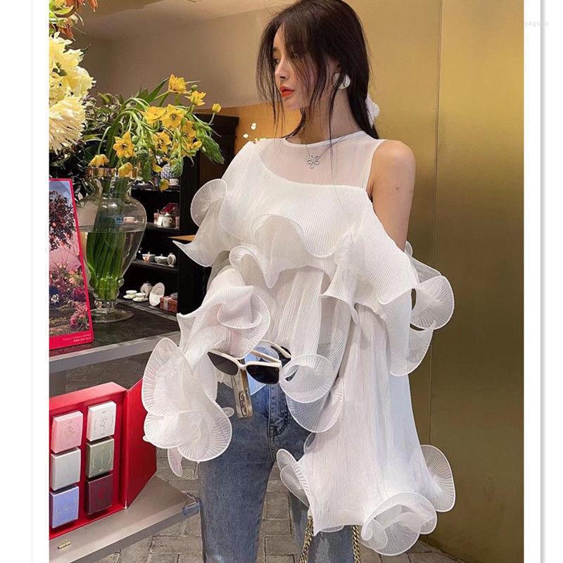 Women's Blouses Off Shoulder Mesh Edible Tree Design Shirts Women Chiffon Pleated Ruffles Cake Blouse Sweet Elegant Flare Sleeve Tops, White
Women's Blouses Off Shoulder Mesh Edible Tree Design Shirts Women Chiffon Pleated Ruffles Cake Blouse Sweet Elegant Flare Sleeve Tops, White