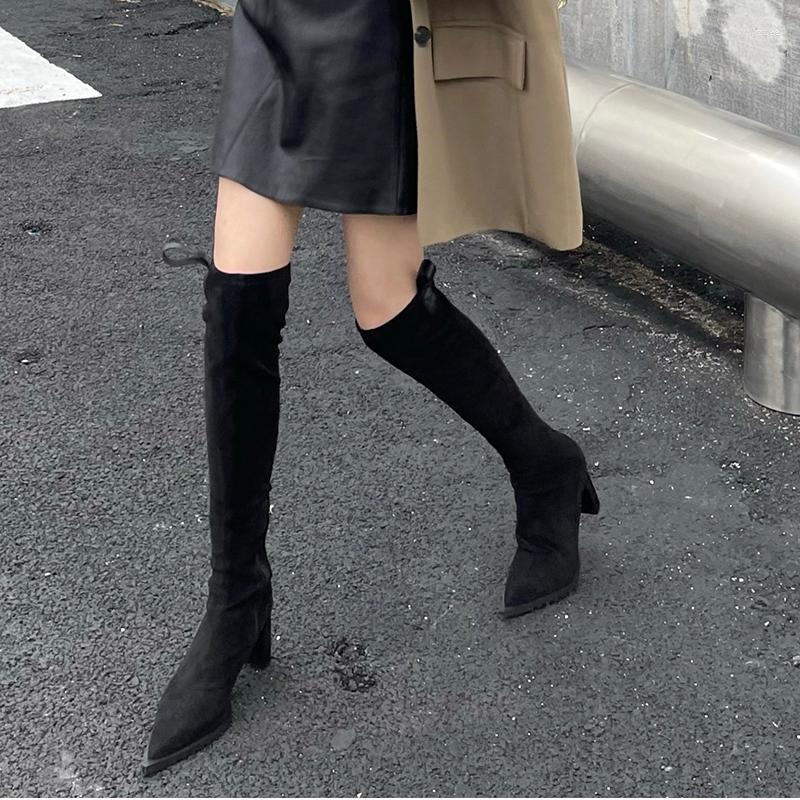 Boots Flock Women Over The Knee High Pointed Toe Soft Booties Thick Heels Knight Black Winter Autumn Stretch Shoes
Boots Flock Women Over The Knee High Pointed Toe Soft Booties Thick Heels Knight Black Winter Autumn Stretch Shoes