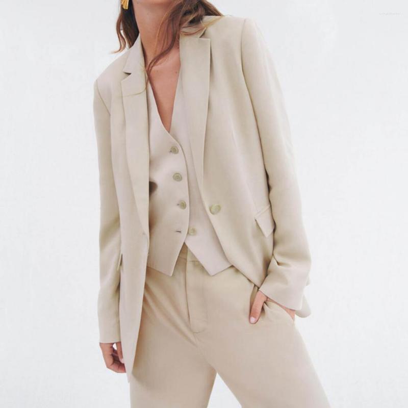 Women's Two Piece Pants 3Pcs/Set Straight Wide Leg Suit Jacket Waistcoat Lady Loose Fit Lapel Office Vest Blazer Set, Beige
Women's Two Piece Pants 3Pcs/Set Straight Wide Leg Suit Jacket Waistcoat Lady Loose Fit Lapel Office Vest Blazer Set, Beige