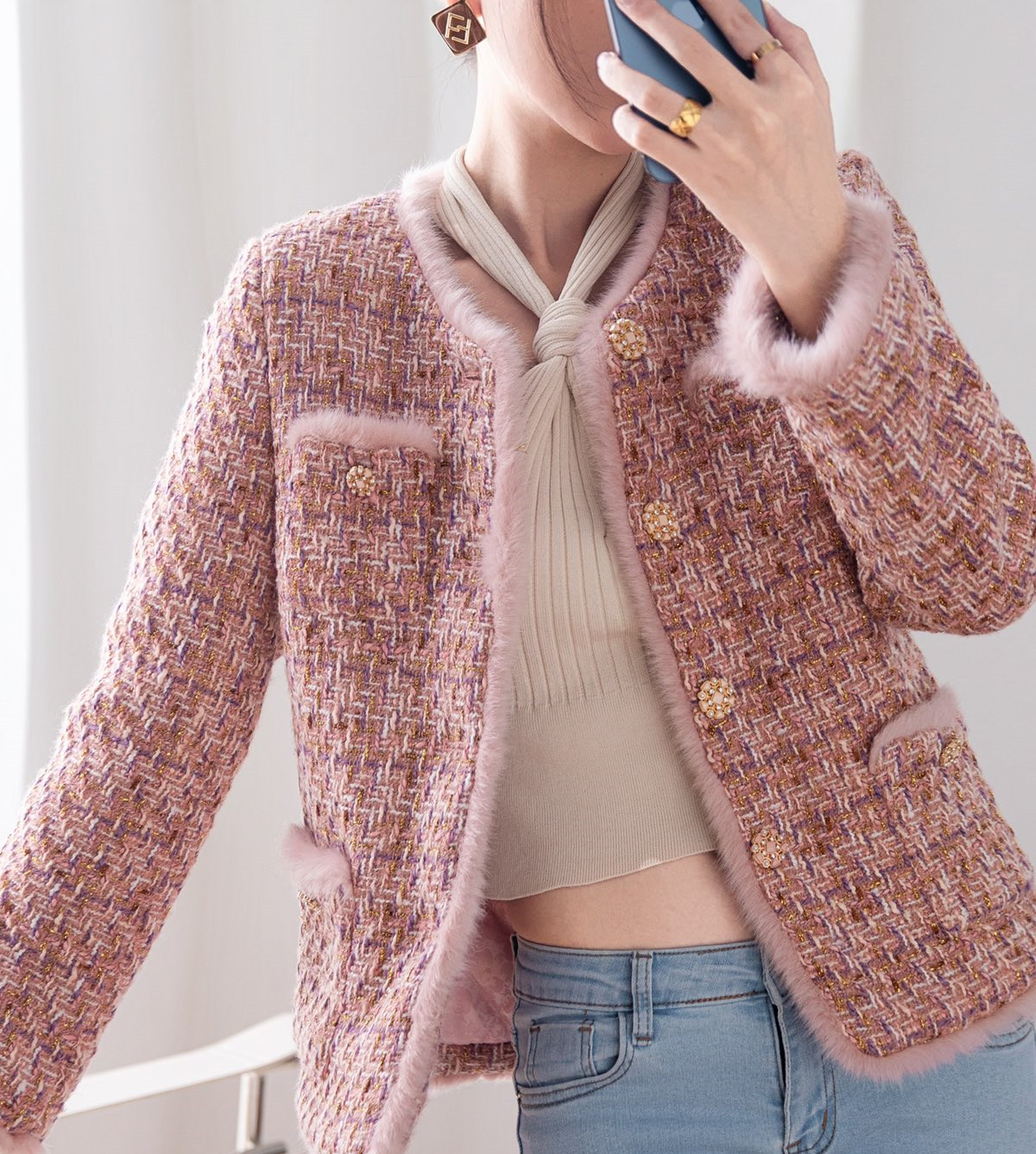 Chan New Women's brand jacket designer Fashion top-grade autumn winter classic logo tweed coat overcoat Leisure Spring Coats cardigan Women Christmas Gift, Pink
Chan New Women's brand jacket designer Fashion top-grade autumn winter classic logo tweed coat overcoat Leisure Spring Coats cardigan Women Christmas Gift, Pink