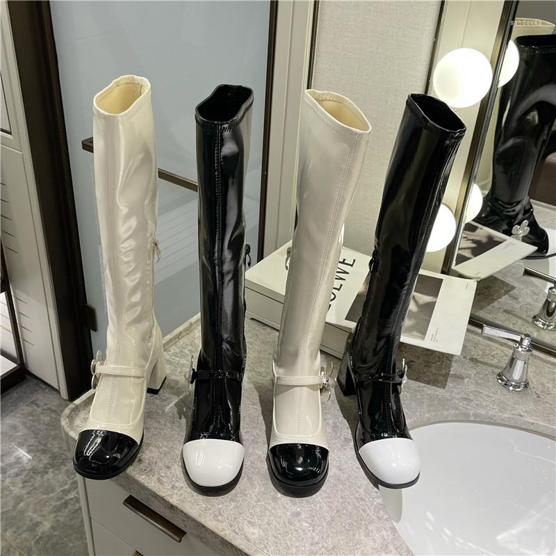 Boots Fashion Ladies Round Toe Women Knee High Booties Mixed Color Black White Thick Heels Side Zipper Sock Party Pumps
Boots Fashion Ladies Round Toe Women Knee High Booties Mixed Color Black White Thick Heels Side Zipper Sock Party Pumps