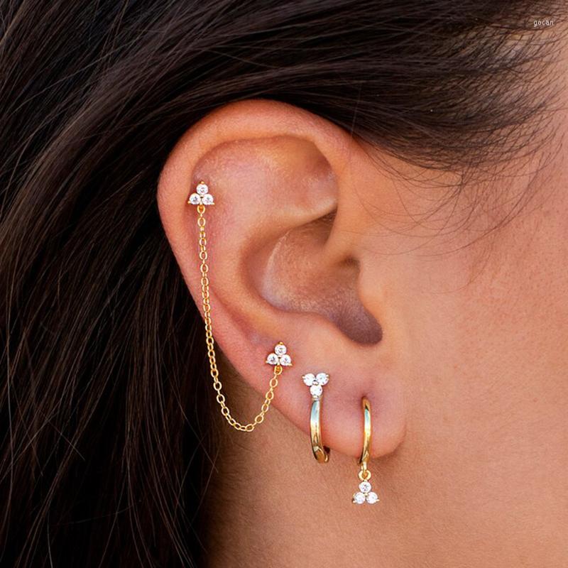 Stud Earrings CANNER 3 Pcs/set Small Gold Plated Cubic Zircon Ear Chain For Women Men Cartilage Piercing Earings Jewelry Sets
Stud Earrings CANNER 3 Pcs/set Small Gold Plated Cubic Zircon Ear Chain For Women Men Cartilage Piercing Earings Jewelry Sets