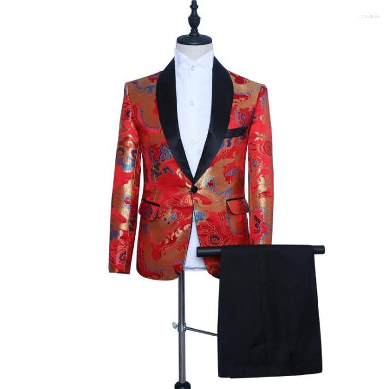 Men' Suits Red Blazer Men Embroidery Suit Set With Pants Mens Wedding Costume Singer Star Style Dance Stage Clothing Formal Dress
Men' Suits Red Blazer Men Embroidery Suit Set With Pants Mens Wedding Costume Singer Star Style Dance Stage Clothing Formal Dress