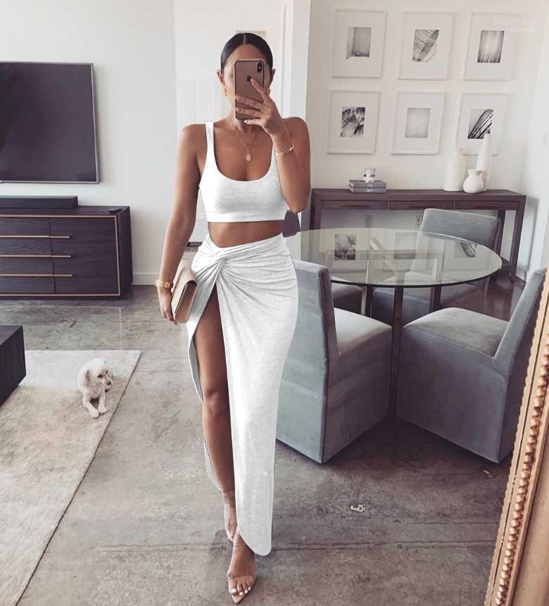 Skirts Two Piece Set For Women Summer Sexy Vestidos Straps Crop Top And Long Skirt Matching Sets Black Streetwear Casual Outfits
Skirts Two Piece Set For Women Summer Sexy Vestidos Straps Crop Top And Long Skirt Matching Sets Black Streetwear Casual Outfits