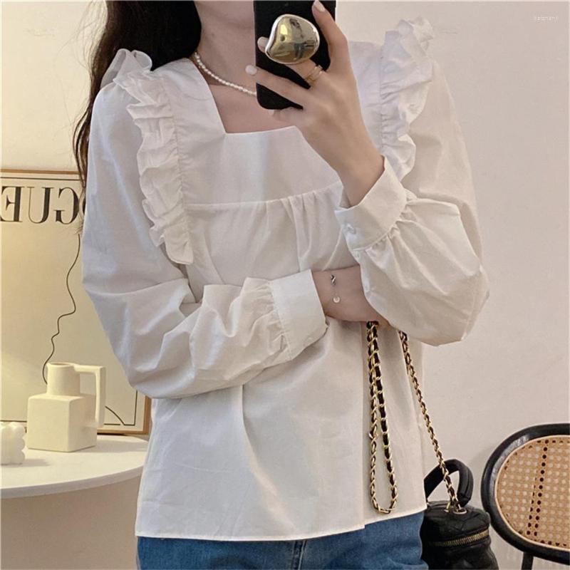 Women's Blouses HziriP OL Women Autumn Sweet Slim Square Collar Ruffles 2022 Elegant Full Sleeve Chic All Match Streetwear, White
Women's Blouses HziriP OL Women Autumn Sweet Slim Square Collar Ruffles 2022 Elegant Full Sleeve Chic All Match Streetwear, White