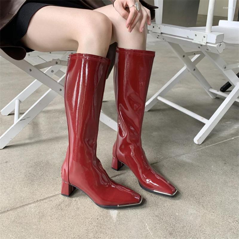 Boots Square Toe Women Knee High Patent Leather Thick Heels Back Zipper Winter Autumn Fashion Sexy Pumps Shoes Woman 35-39, Black
Boots Square Toe Women Knee High Patent Leather Thick Heels Back Zipper Winter Autumn Fashion Sexy Pumps Shoes Woman 35-39, Black