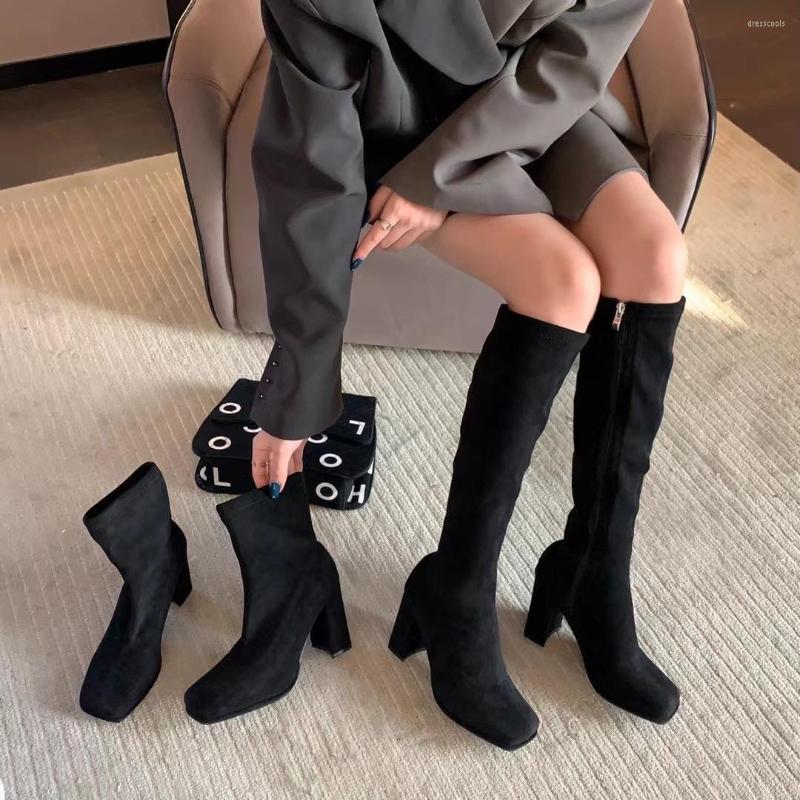 Boots Round Toe Women Ankle Platform Shoes Square Thick High Heels Slip On Flock Sock Booties Black Winter Soft Knee, Black 1
Boots Round Toe Women Ankle Platform Shoes Square Thick High Heels Slip On Flock Sock Booties Black Winter Soft Knee, Black 1