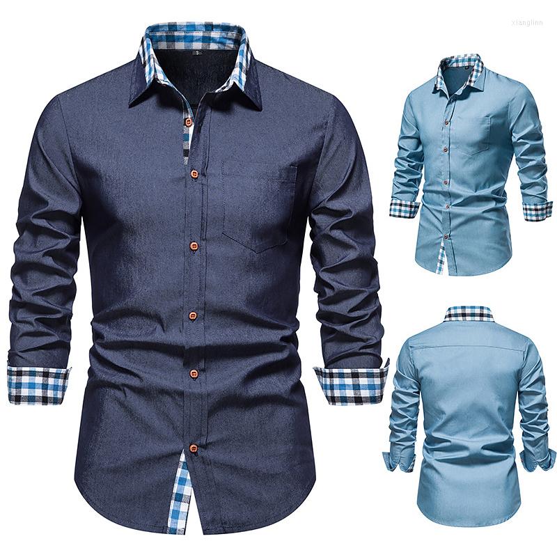 Men's Casual Shirts Slim Fit Men Blue Shirt Fashion Trend Long Sleeve Collared Camisas Para Hombre, Dark blue
Men's Casual Shirts Slim Fit Men Blue Shirt Fashion Trend Long Sleeve Collared Camisas Para Hombre, Dark blue