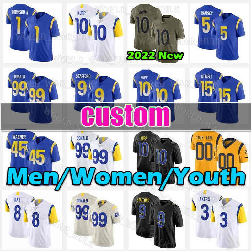 10 Cooper Kupp Football Jersey 5 Jalen Ramsey Matthew Stafford Aaron Donald Cam Akers Bobby Wagner Ernest Jones Los Angeleses Rams Tyler Higbee Van Jefferson Matt Gay, Men custom jersey(l y)
10 Cooper Kupp Football Jersey 5 Jalen Ramsey Matthew Stafford Aaron Donald Cam Akers Bobby Wagner Ernest Jones Los Angeleses Rams Tyler Higbee Van Jefferson Matt Gay, Men custom jersey(l y)