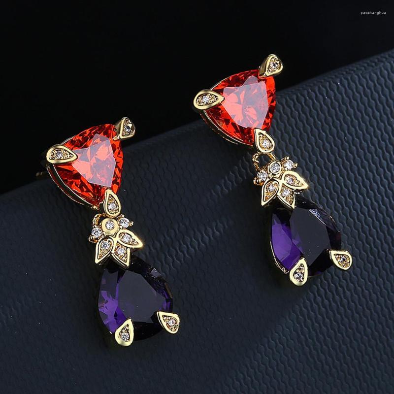 Dangle Earrings Luxury Red Purple Crystal Ruby Amethyst Gemstones Vintage Flowers Chic Drop For Women 18k Gold Filled Jewelry Bijoux
Dangle Earrings Luxury Red Purple Crystal Ruby Amethyst Gemstones Vintage Flowers Chic Drop For Women 18k Gold Filled Jewelry Bijoux