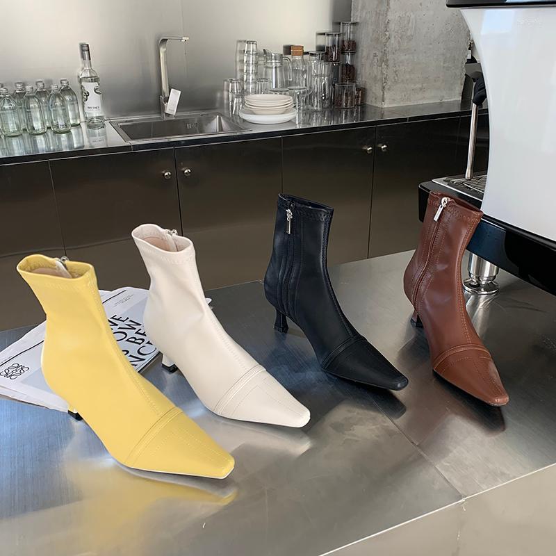 Boots Autumn Winter Women Ankle Pointed Toe Stretch Shoes Yellow White Black Brown 2022 Arrivals Side Zipper Thin Mid Heels
Boots Autumn Winter Women Ankle Pointed Toe Stretch Shoes Yellow White Black Brown 2022 Arrivals Side Zipper Thin Mid Heels