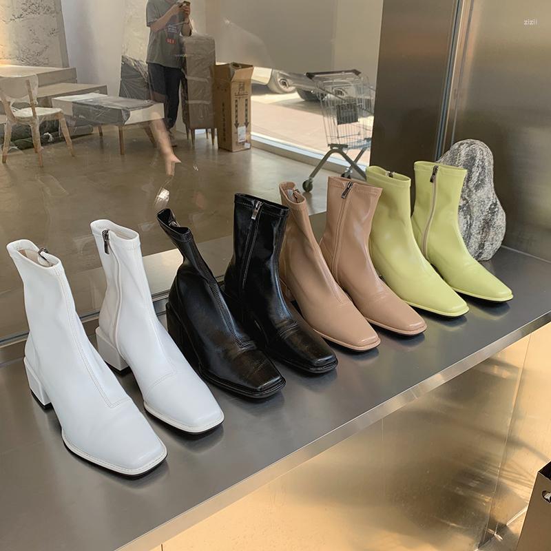 Boots Fashion Women Ankle Stretch Shoes Thick Mid Heels Black White Khaki Yellow Side Zipper Ladies Sock Woman Autumn 39
Boots Fashion Women Ankle Stretch Shoes Thick Mid Heels Black White Khaki Yellow Side Zipper Ladies Sock Woman Autumn 39