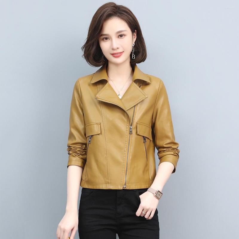 Women's Leather Spring Autumn Women Jacket Biker Coat 2022 Turndown Collar Zipper Motorcycle Loose Streetwear Outerwear -5XL, Black 
Women's Leather Spring Autumn Women Jacket Biker Coat 2022 Turndown Collar Zipper Motorcycle Loose Streetwear Outerwear -5XL, Black