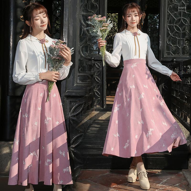 Casual Dresses 2022 Autumn Winter Women Dress Vintage Retro Embroidery Long Sleeve Patchwork Midi Tunic Vestidos, White and pink
Casual Dresses 2022 Autumn Winter Women Dress Vintage Retro Embroidery Long Sleeve Patchwork Midi Tunic Vestidos, White and pink