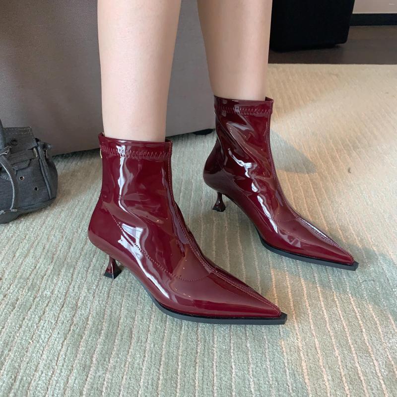 Boots Fashion Women Ankle Pointed Toe Stretch Shoes Thin Mid Heels Back Zipper 2022 Arrivals Party Pumps Black Red Beige
Boots Fashion Women Ankle Pointed Toe Stretch Shoes Thin Mid Heels Back Zipper 2022 Arrivals Party Pumps Black Red Beige