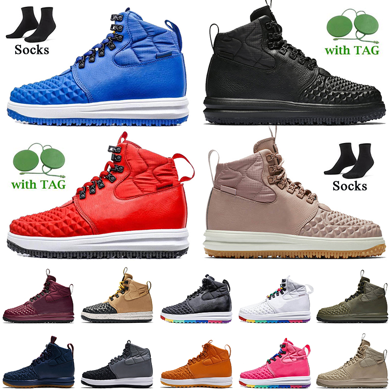 

Lunar Forse 1 Duckboot Women Mens Running Shoes With Socks 2022 Particle Pink Linen Medium Olive Gum Triple Black Multi-Color Summit White Cool Grey Trainers Sneakers, B22 black and tan 40-47