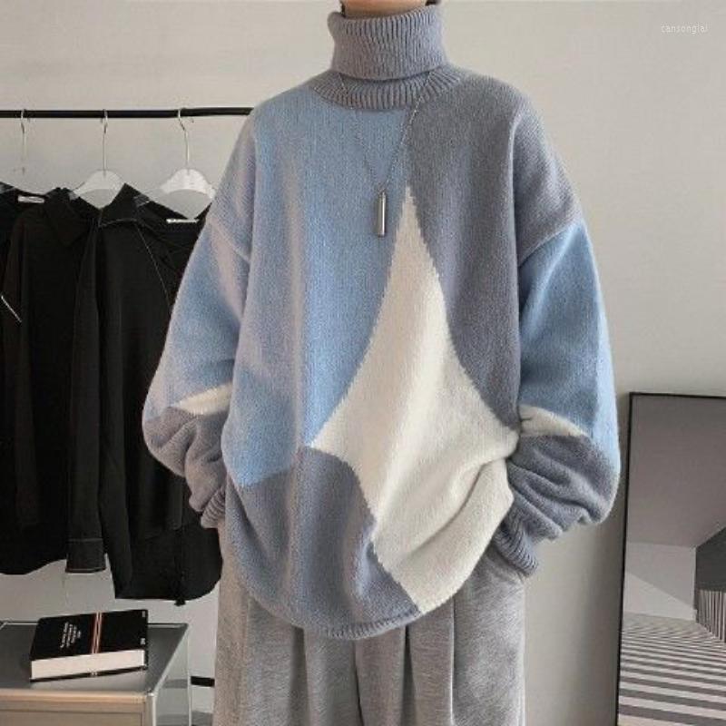 Men's Sweaters Turtleneck Men Loose Knitted Pullover Streetwear Mens Oversized Sweater Fashion Casual Pullovers E706, Blue
Men's Sweaters Turtleneck Men Loose Knitted Pullover Streetwear Mens Oversized Sweater Fashion Casual Pullovers E706, Blue