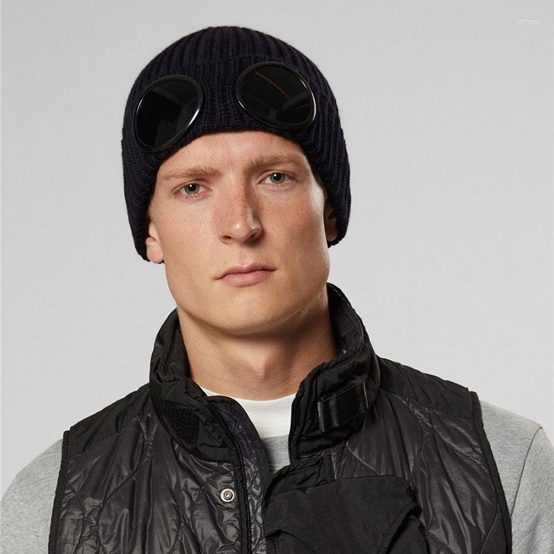 Hats Scarves Sets Beanies 2022 Winter Glasses Hat Men Cp Ribbed Knit Lens Beanie Hip Hop Knitted Hats6870309.