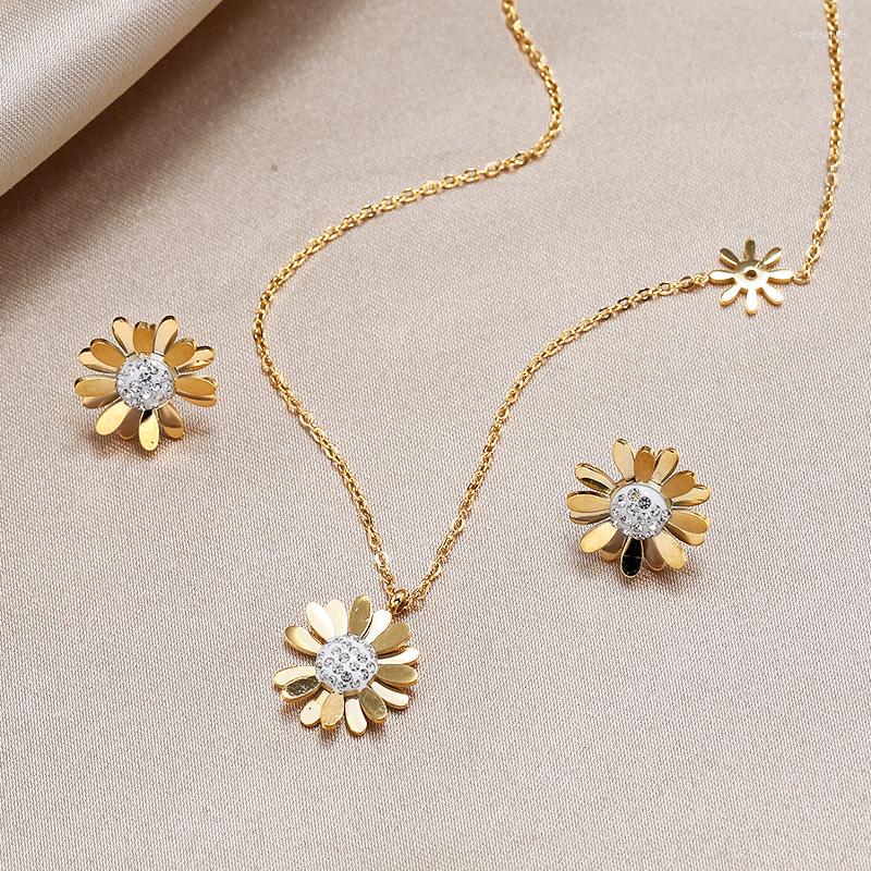 Necklace Earrings Set Stainless Steel Daisy Sunflower Pendant For Women Girls Shiny Crystal Zircon Luxury Female Jewelry, Picture shown
Necklace Earrings Set Stainless Steel Daisy Sunflower Pendant For Women Girls Shiny Crystal Zircon Luxury Female Jewelry, Picture shown