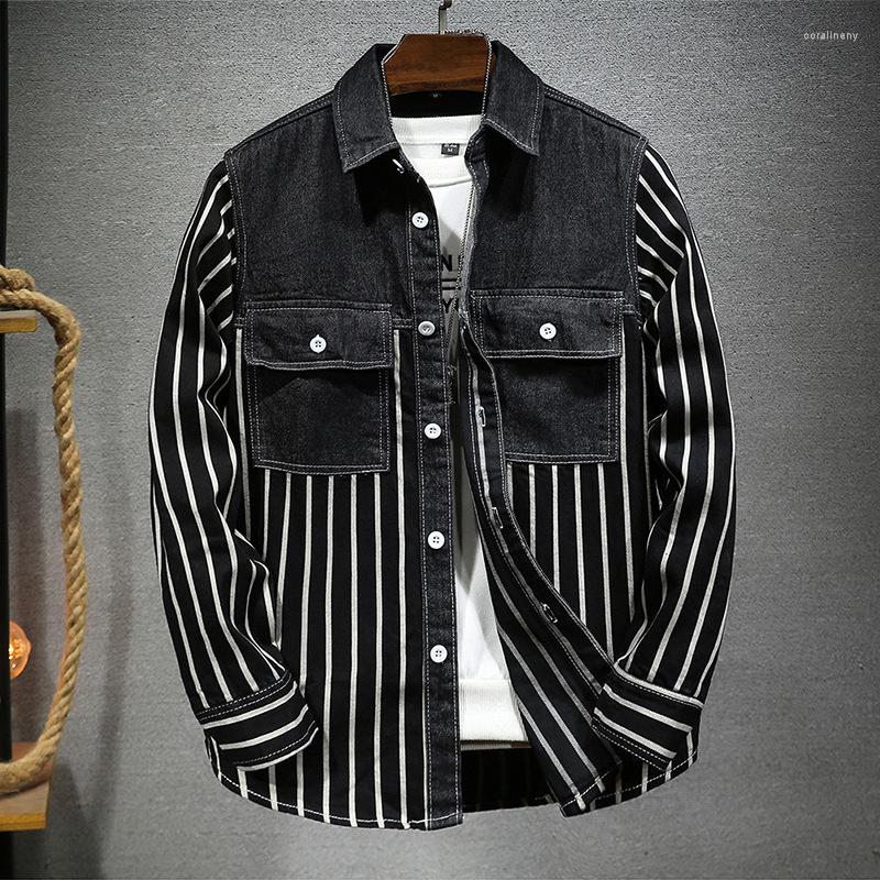 Men's Casual Shirts Denim For Men Striped Print Vintage Multi Pockets Long Sleeve Shirt Patchwork Jacket Button Down Tops, Black
Men's Casual Shirts Denim For Men Striped Print Vintage Multi Pockets Long Sleeve Shirt Patchwork Jacket Button Down Tops, Black