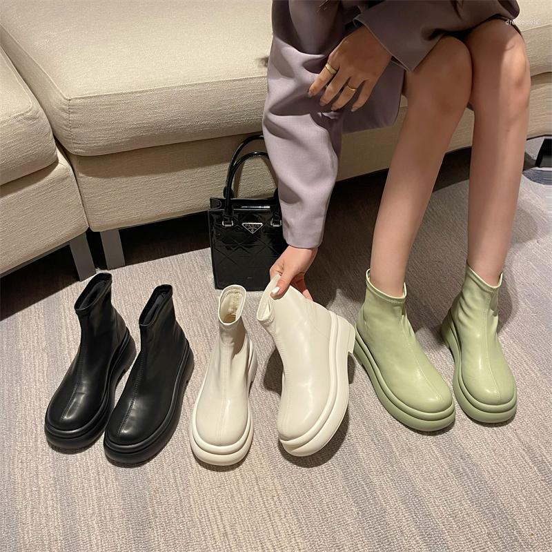Boots Round Toe Women Ankle Fashion Sock Slip On Elastic Stretch Shoes Woman Flat Platform Green White Black 35-39
Boots Round Toe Women Ankle Fashion Sock Slip On Elastic Stretch Shoes Woman Flat Platform Green White Black 35-39