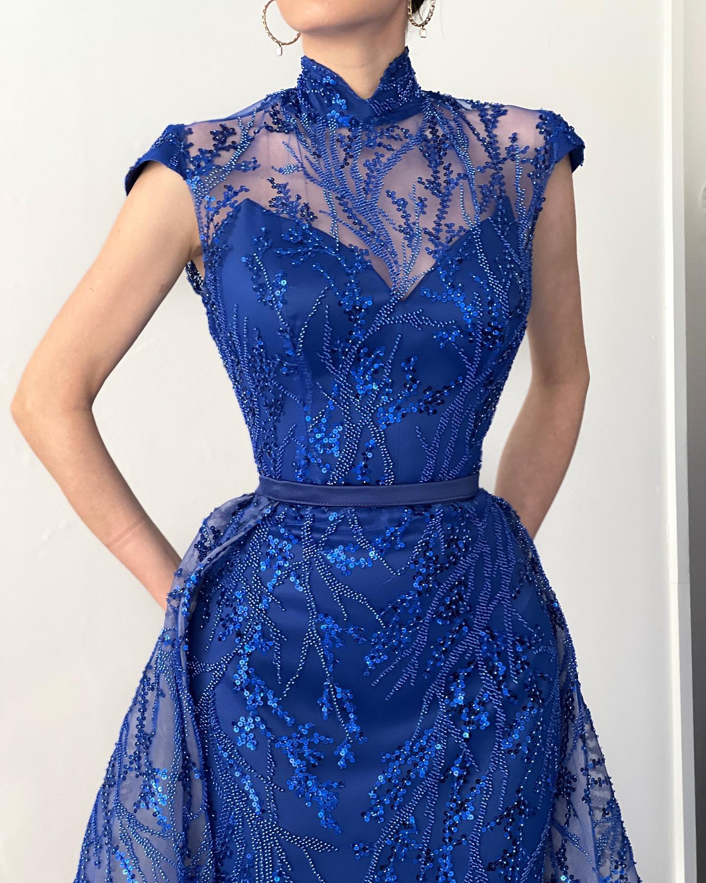 Elegant Prom Dress Mermaid Layered Evening Dress High Collar Jewel Stain Net with Applique Beaded Custom Made Formal Dubai Dress Plus Size Robes