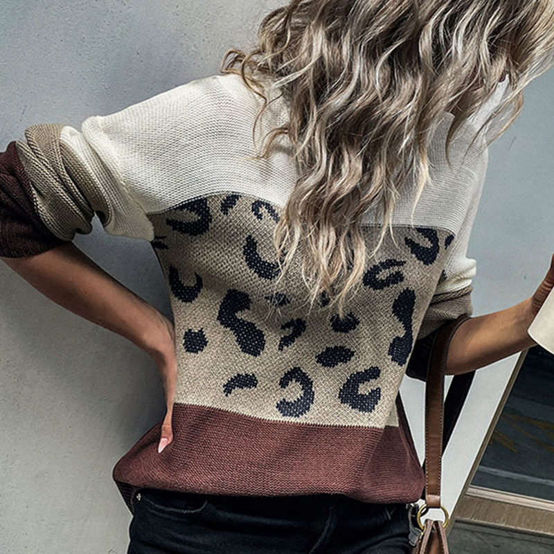 QNPQYX New Women Fall Winter Leopard print sweater New Fashion Casual O Neck Long Sleeve Splicing Jumpers For Ladies Loose Knitted Tops, Brown
QNPQYX New Women Fall Winter Leopard print sweater New Fashion Casual O Neck Long Sleeve Splicing Jumpers For Ladies Loose Knitted Tops, Brown