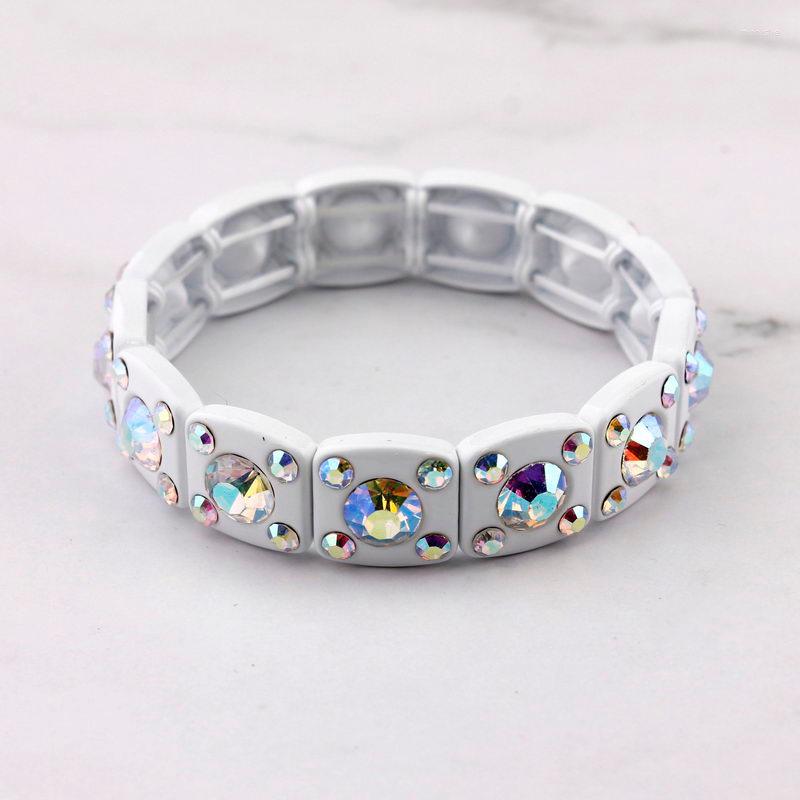 Bangle ZWPON Rainbow Mini Facted Glass Crystal Braclet Geometric Square Alloy Frame Fashion Elastic Tring Bracelet For Woman
Bangle ZWPON Rainbow Mini Facted Glass Crystal Braclet Geometric Square Alloy Frame Fashion Elastic Tring Bracelet For Woman