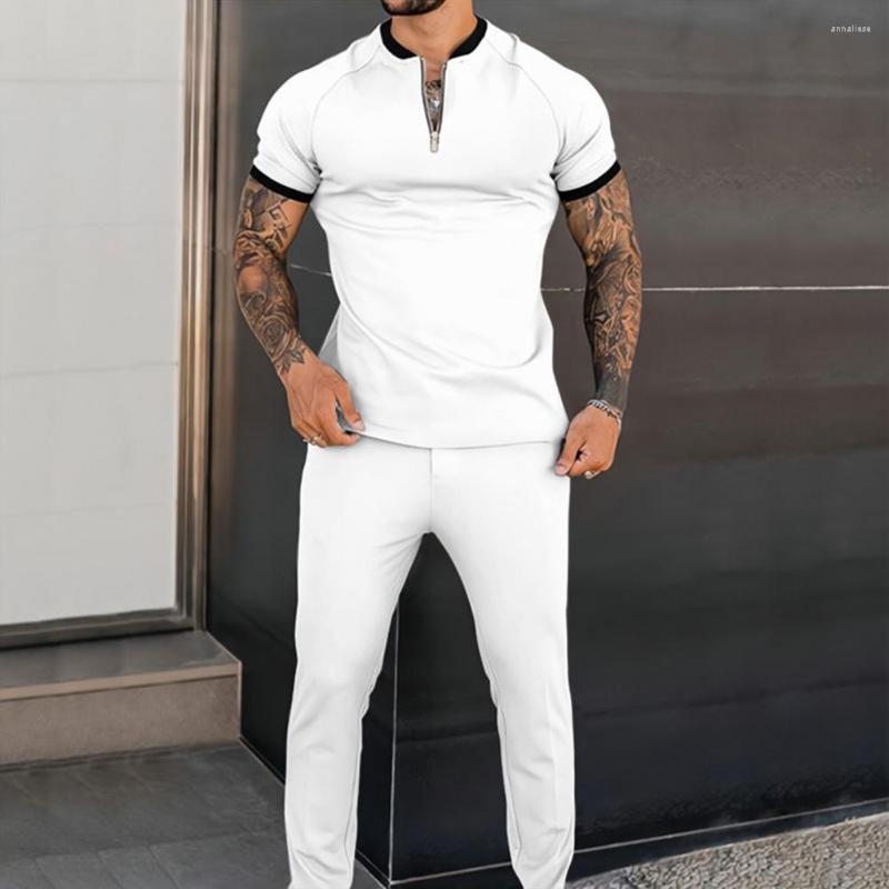 Men's Tracksuits 1 Set Color Block Zipper Men Top Pants Summer Slim-fitting Short Sleeve Outfit Breathable Mid-rise Pockets For Dating, Black
Men's Tracksuits 1 Set Color Block Zipper Men Top Pants Summer Slim-fitting Short Sleeve Outfit Breathable Mid-rise Pockets For Dating, Black