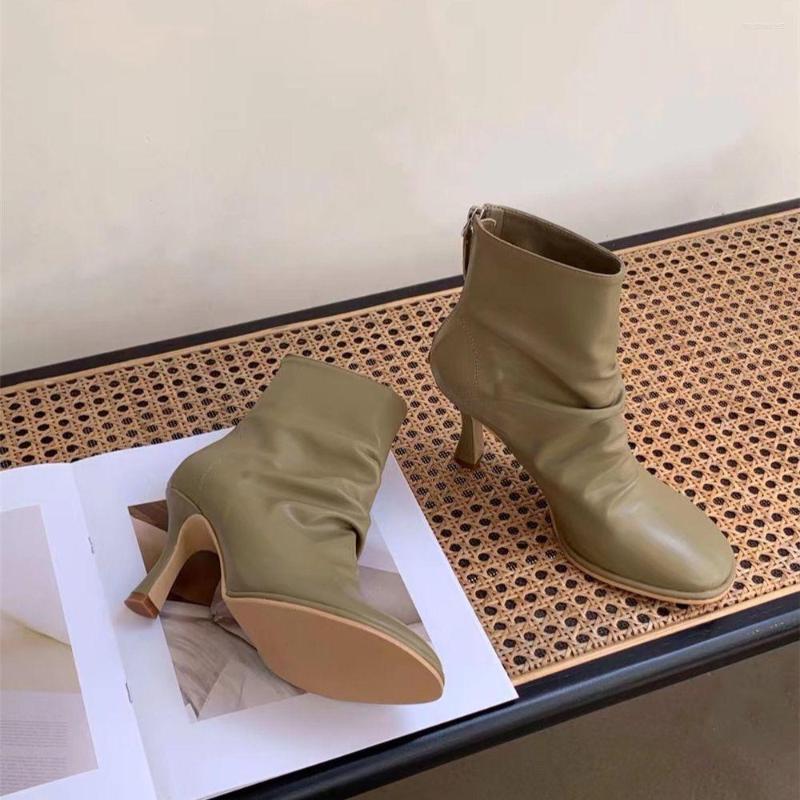 Boots Black Green Beige Women Ankle Round Toe Winter Dress Shoes Thin High Heels Back Zipper Quality Pumps Size 35-39
Boots Black Green Beige Women Ankle Round Toe Winter Dress Shoes Thin High Heels Back Zipper Quality Pumps Size 35-39