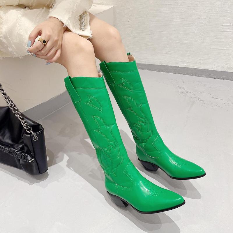 Boots Winter Women Knee High Pointed Toe Retro Embroidery Black/Silver/Gold/Brown/Beige Dress Shoes Flat Mid Heels Western Botas
Boots Winter Women Knee High Pointed Toe Retro Embroidery Black/Silver/Gold/Brown/Beige Dress Shoes Flat Mid Heels Western Botas
