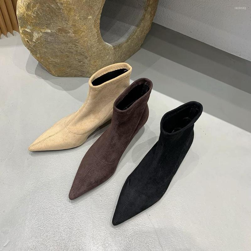 Boots Fashion Women Ankle Flock Sewing Design Black Beige Brown Thin Mid Heels Slip On Autumn Winter Party Pumps Dress Shoes 39
Boots Fashion Women Ankle Flock Sewing Design Black Beige Brown Thin Mid Heels Slip On Autumn Winter Party Pumps Dress Shoes 39