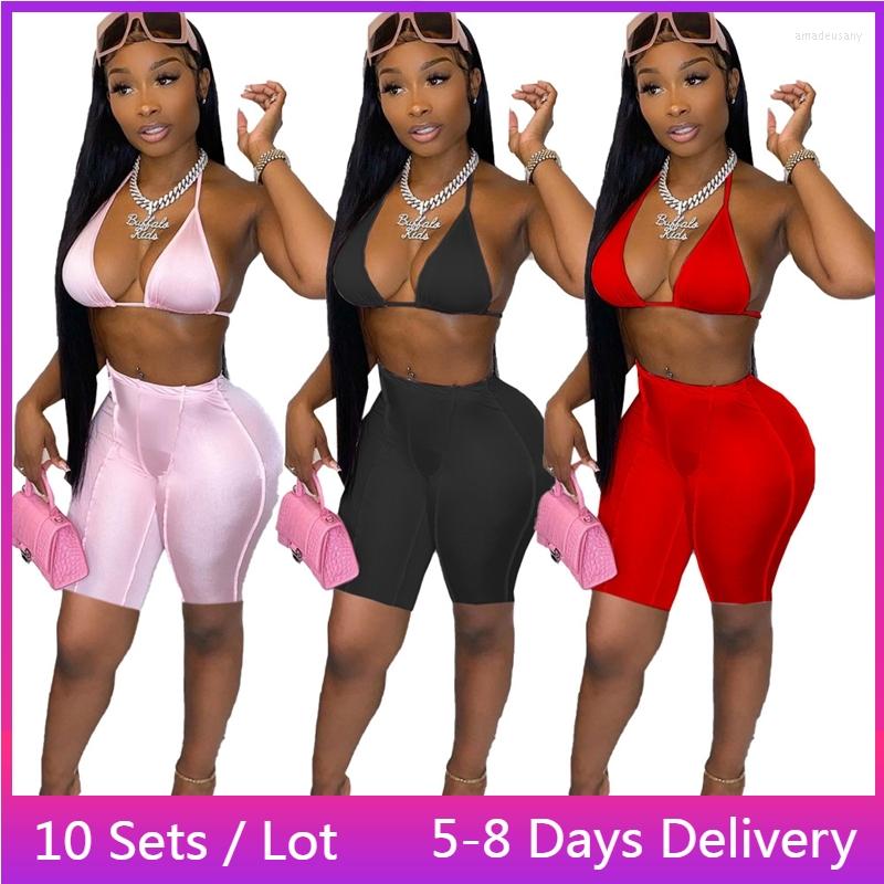 Women' Tracksuits Wholesale Items Summer 2 Piece Sets Womens Outfits Halter Bikini Top And Shorts Set Beachwear Fashion Solid Club Two, Black
Women' Tracksuits Wholesale Items Summer 2 Piece Sets Womens Outfits Halter Bikini Top And Shorts Set Beachwear Fashion Solid Club Two, Black