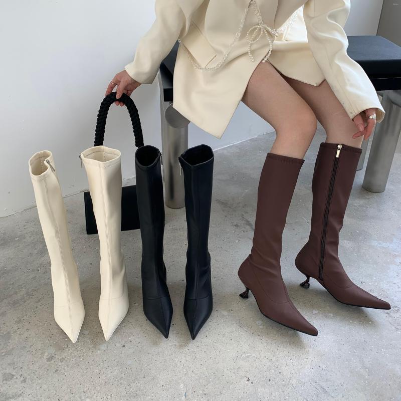Boots Black/Brown/White Autumn Winter Women Knee High Stretch Shoes Thin Mid Heels Side Zipper Party Pumps Ladies
Boots Black/Brown/White Autumn Winter Women Knee High Stretch Shoes Thin Mid Heels Side Zipper Party Pumps Ladies
