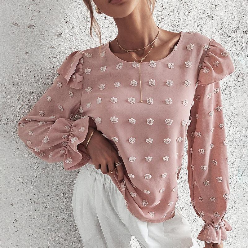 Women' Blouses Fashion Jacquard Hair Ball Elegant Shirt O Neck Blouse Women' 2022 Spring Summer Long-sleeved Women Blusas De Mujer, Pink
Women' Blouses Fashion Jacquard Hair Ball Elegant Shirt O Neck Blouse Women' 2022 Spring Summer Long-sleeved Women Blusas De Mujer, Pink