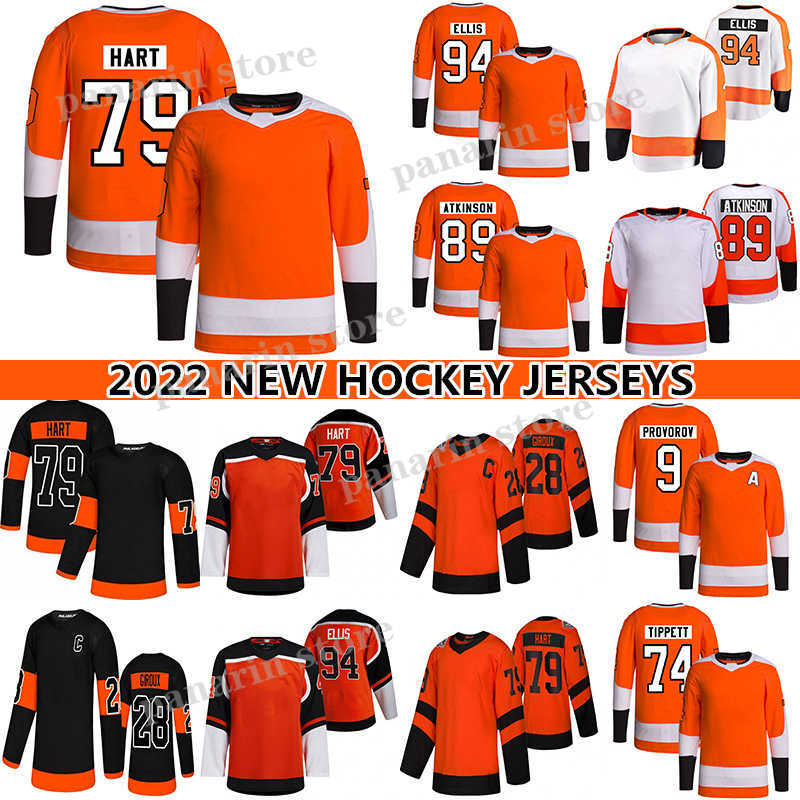 

79 Carter Hart Jersey 89 Cam Atkinson 14 Sean Couturier 94 Ryan Ellis 13 Kevin Hayes 9 Ivan Provorov 74 Owen Tippett hockey Jerseys, Orange