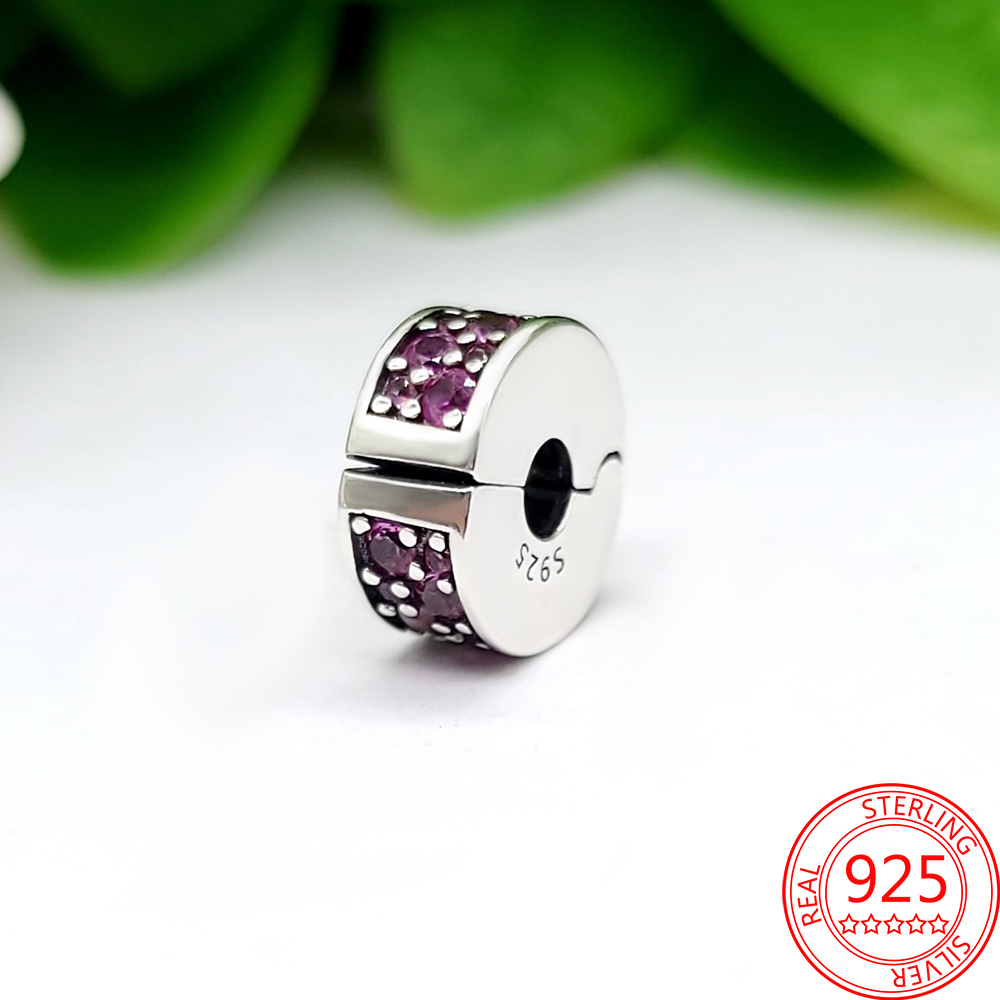 The New Popular 925 Sterling Silver Charm Beads Sparking Pavi Gem Series Fashion Womens Bracelet Diy Jewelry