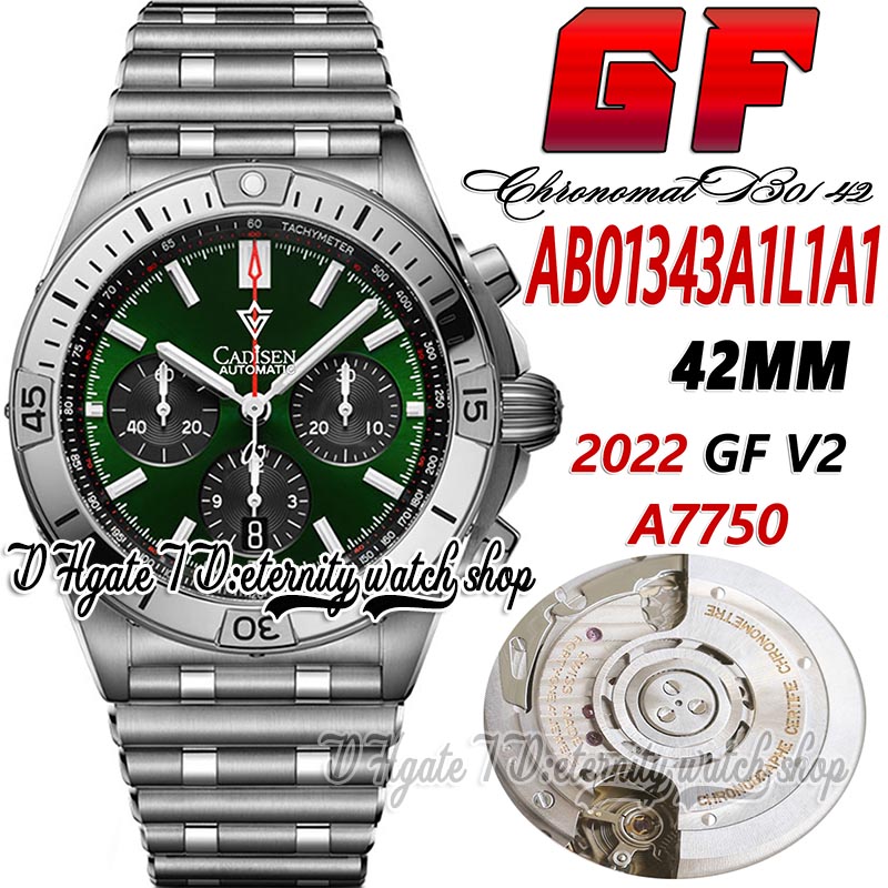 GF V2 B01 Mens Watch A7750 Automatic Chronograph gffAB01343A1L1A1 42MM Green Dial Stick Markers Stainless Steel Bracelet Super Edition eternity Stopwatch Watches, Watch waterproof production cost
GF V2 B01 Mens Watch A7750 Automatic Chronograph gffAB01343A1L1A1 42MM Green Dial Stick Markers Stainless Steel Bracelet Super Edition eternity Stopwatch Watches, Watch waterproof production cost
