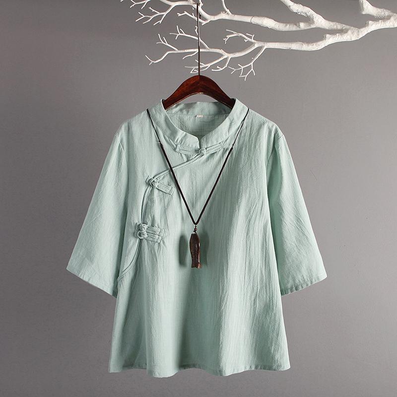 Ethnic Clothing Chinese Style Linen Top Art Cotton Oblique Buttons Seven Sleeves Loose Tops Women Traditional
Ethnic Clothing Chinese Style Linen Top Art Cotton Oblique Buttons Seven Sleeves Loose Tops Women Traditional