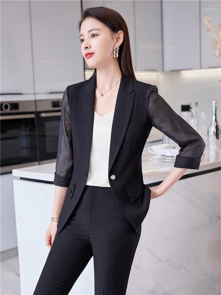 Women' Two Piece Pants Office Suits Women White Black 2PCS Set See-through Half Sleeve Blazer And Elegant Female Business Matching Clothing, Black pants suit
Women' Two Piece Pants Office Suits Women White Black 2PCS Set See-through Half Sleeve Blazer And Elegant Female Business Matching Clothing, Black pants suit