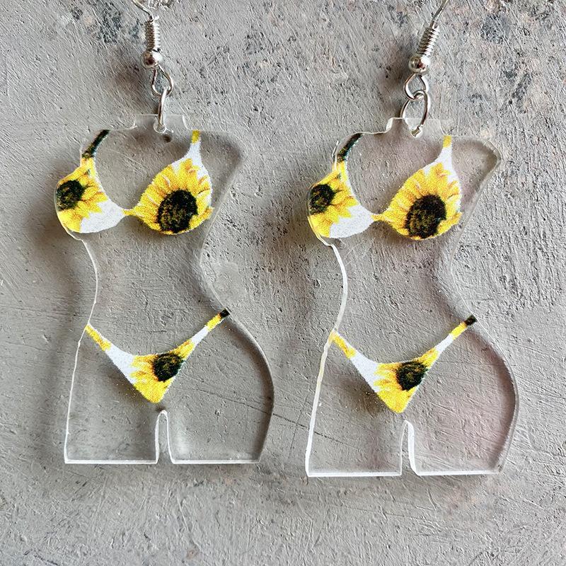 Dangle Earrings Funny Transparent Acrylic Female Body For Women Fashion Colorful Sunflower Flower Print Cool Teens Earring Gift
Dangle Earrings Funny Transparent Acrylic Female Body For Women Fashion Colorful Sunflower Flower Print Cool Teens Earring Gift