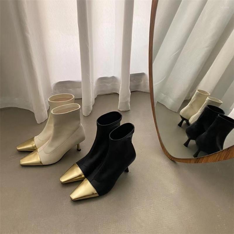 Boots Round Toe Women Ankle Mixed Color Sock Booties Stretch Shoes Thin High Heels Autumn Spring Fashion Pumps Botas Size 35-39, Black
Boots Round Toe Women Ankle Mixed Color Sock Booties Stretch Shoes Thin High Heels Autumn Spring Fashion Pumps Botas Size 35-39, Black