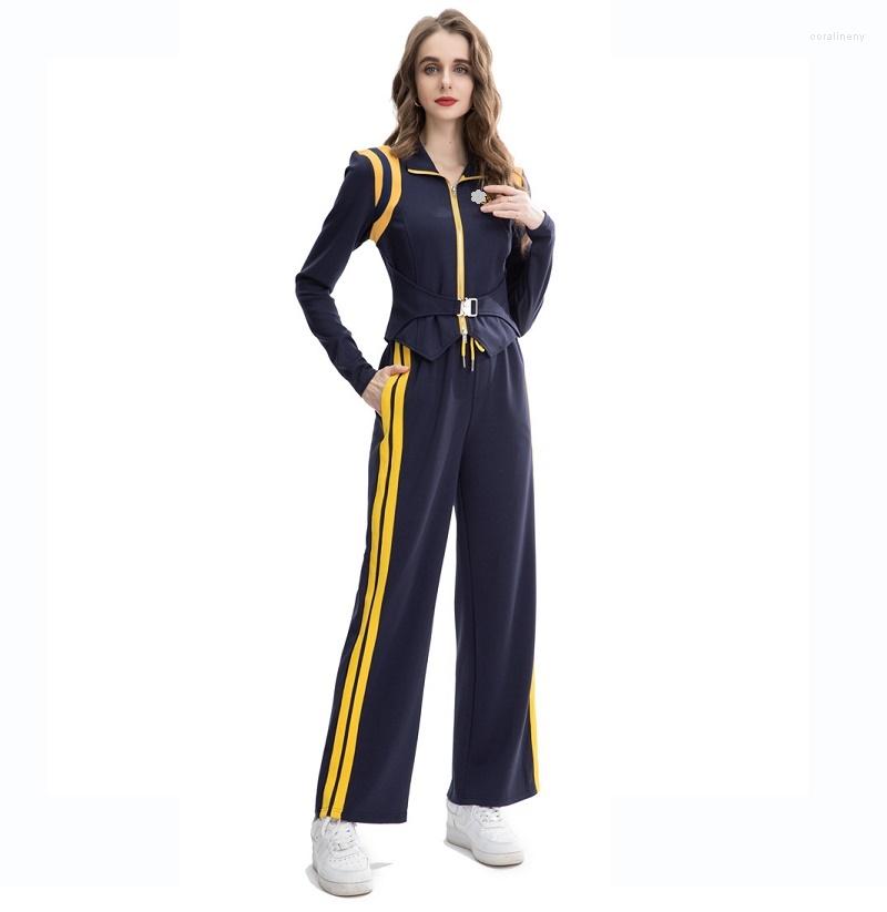 Women' Two Piece Pants Pant Suits 2022 Fashion Casual Sports Turn Down Collar Long Sleeved Stripes Patchwork Slimming Jacket Elastic Waist, Navy blue
Women' Two Piece Pants Pant Suits 2022 Fashion Casual Sports Turn Down Collar Long Sleeved Stripes Patchwork Slimming Jacket Elastic Waist, Navy blue