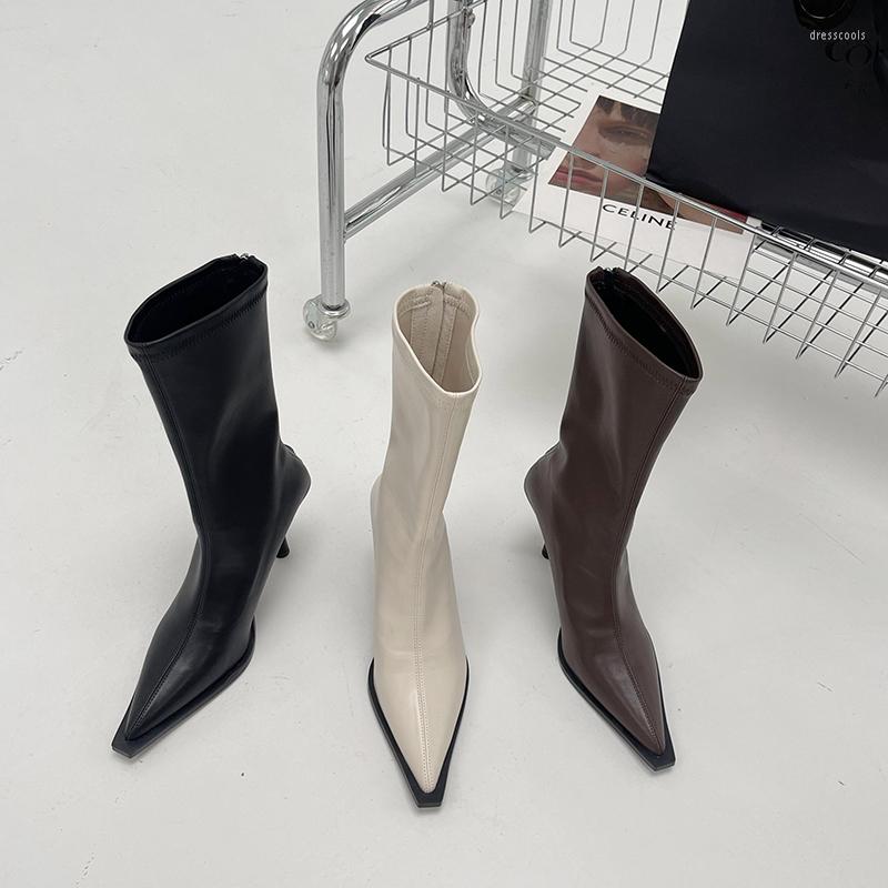 Boots Pointed Toe Women Ankle Black Beige Brown Back Zipper Thin High Heels Elastic Band Fashion 2022 S Winter Sock
Boots Pointed Toe Women Ankle Black Beige Brown Back Zipper Thin High Heels Elastic Band Fashion 2022 S Winter Sock