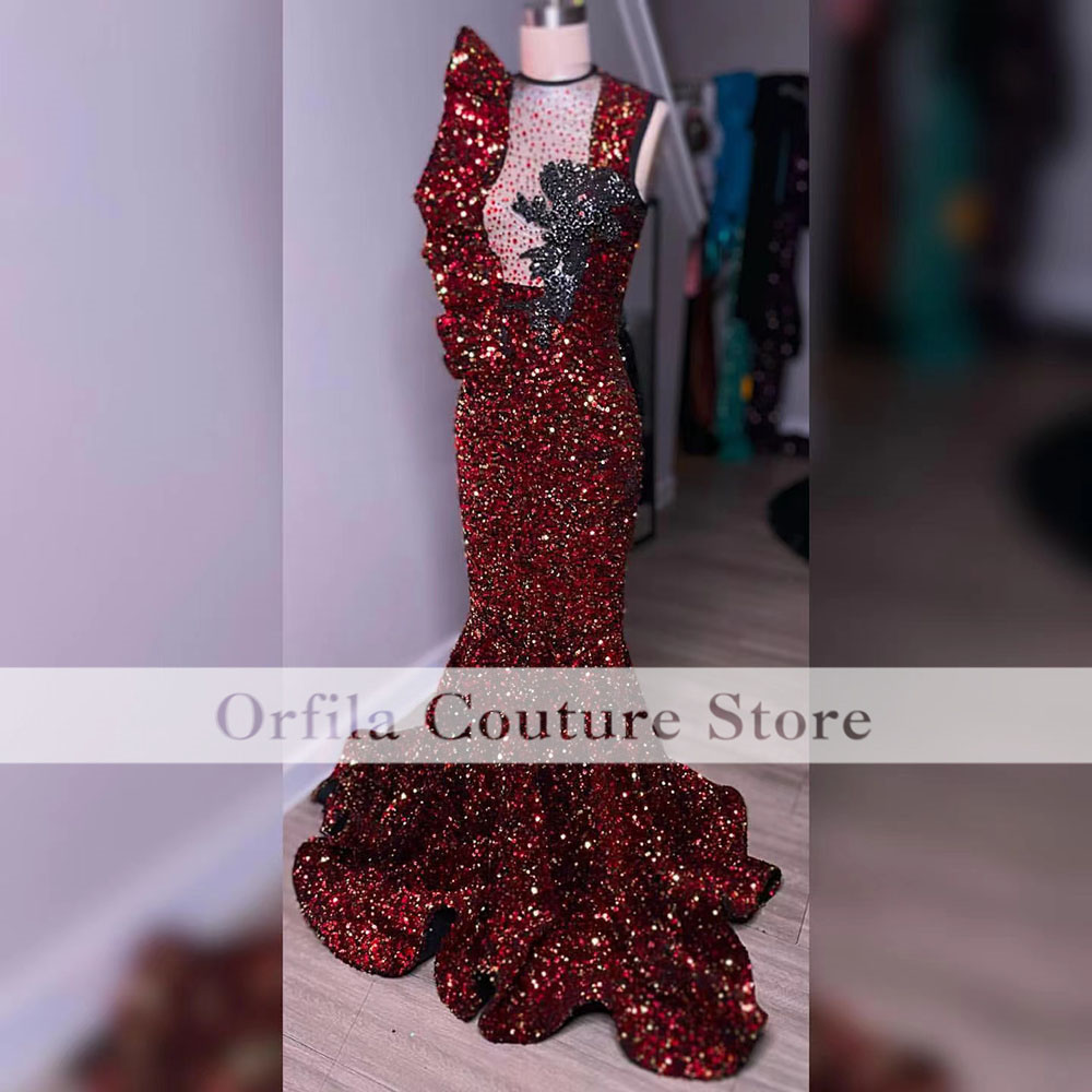 Red Sequin Prom Dresses For Women Party African Mermaid Evening Gowns Sleeveless Aso Ebi Long vestidos de gala, Same as picture
Red Sequin Prom Dresses For Women Party African Mermaid Evening Gowns Sleeveless Aso Ebi Long vestidos de gala, Same as picture