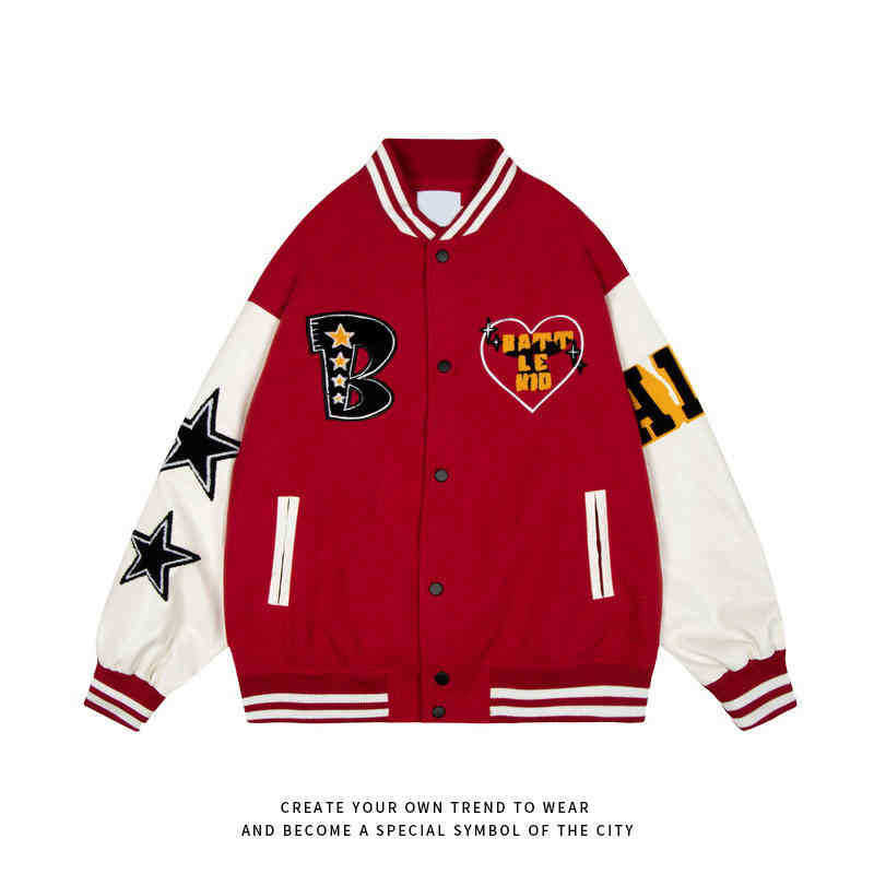 hoodieHigh Street Vibe Jacket Men's Wine Red American Star Embroidered Baseball Jacket Oversize Trend, Black
hoodieHigh Street Vibe Jacket Men's Wine Red American Star Embroidered Baseball Jacket Oversize Trend, Black